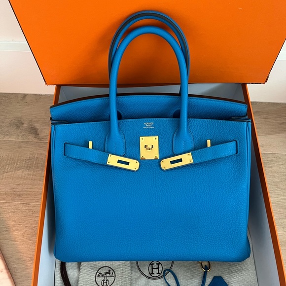100% authentic Hermes birkin 30 blue hydra togo GHW - Picture 2 of 15